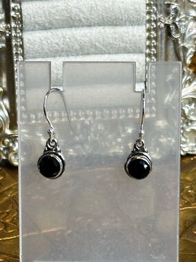 Black Onyx Sterling Silver S925 Dangle Earrings